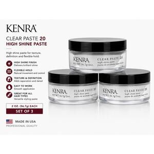 Kenra Clear Paste 20 High Shine Styling Paste 2oz 56.7g Set of 3